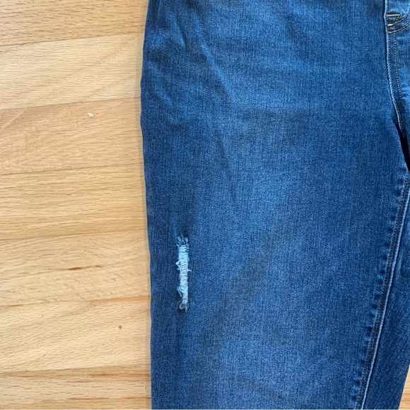 Women's Spanx Distressed Skinny Jeans Dark Wash Raw Hem Ankle Length Size XL - Picture 4 of 13